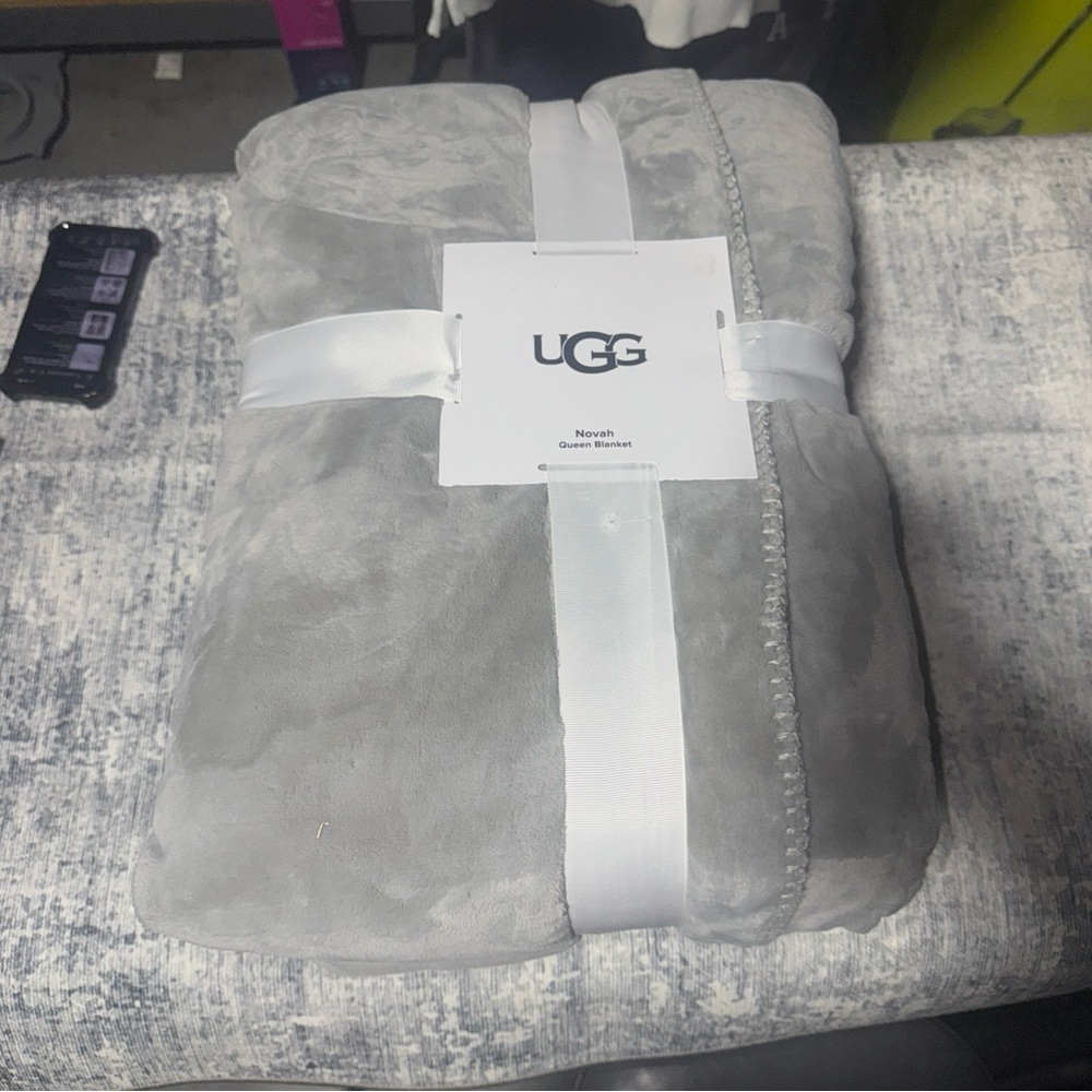 UGG Soft Gray Plush Blanket
